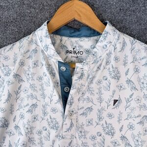 Primo Golf Polo Shirt Mens S White Floral Blade Collar Stretch Performance